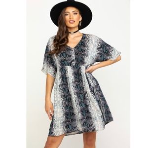 ANGIE Snake Skin Print Babydoll Dress
